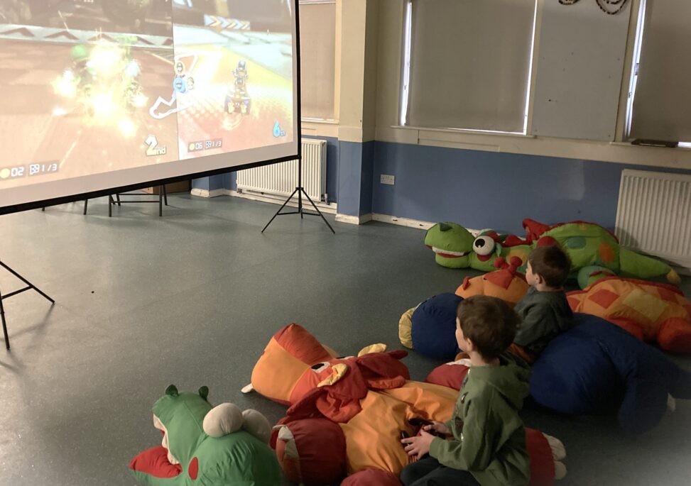 Wesco giant cushions used for a junior gaming birthday party