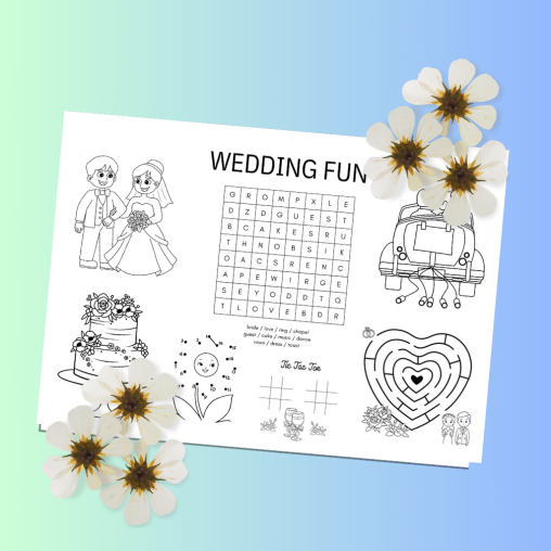 Printable wedding activities sheet to purchase / buy