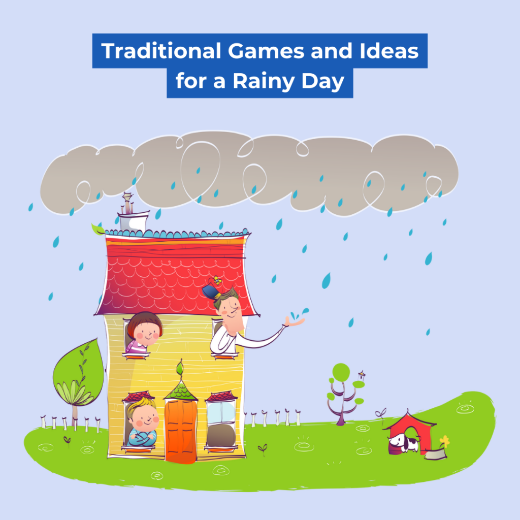 Ideas for a childs party on a rainy day including traditional party games